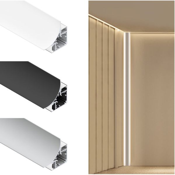 6063 Aluminum Alloy Angle Shape LED Strip Profile with Anodizing Finish and PMMA