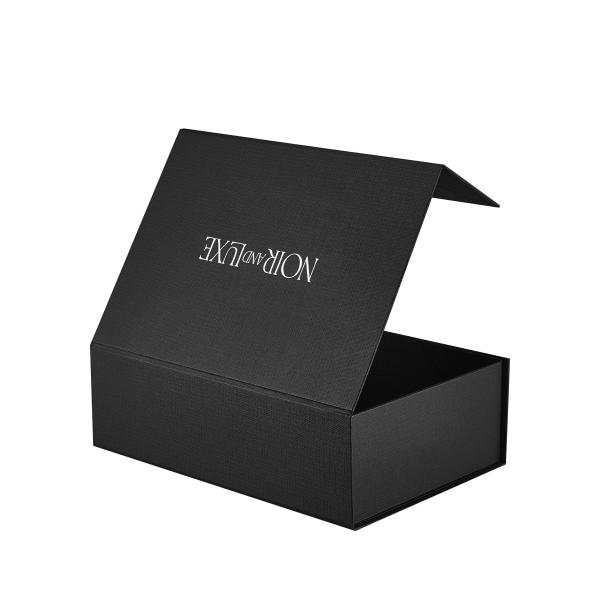 OEM ODM Boîtes de carton pliantes Boîtes magnétiques de luxe Emballage en papier texturé noir