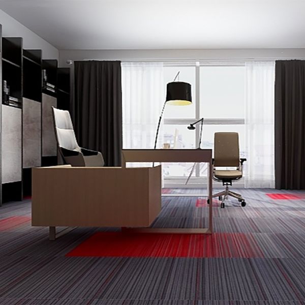 Square Red Gradient Art Deco Carpet Tiles in Loop Pile Pattern for Interiors