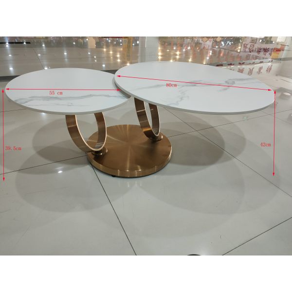 High Temperature Baking 55cm Stainless Steel Marble Coffee Table