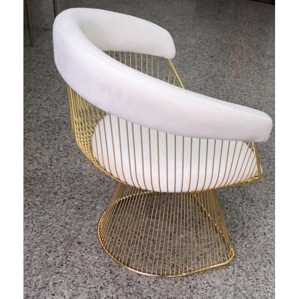 Contemporary PU leather upholstery up metal frame wire lounge chair