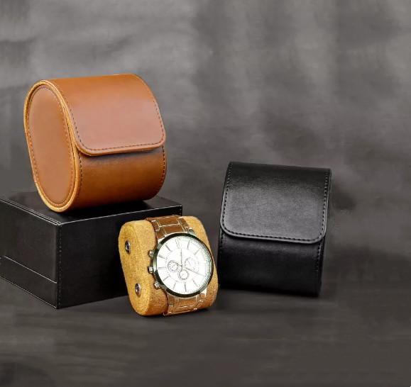 PU Leather Wrist Watch Packaging Box Custom Logo 3.9*3.2*2.7 in