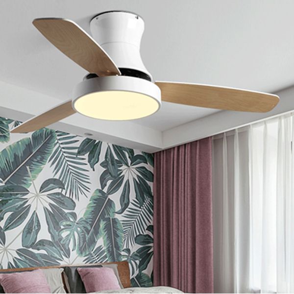 Wood Ceiling Fan with Light LED Modern Kitchen/ Restaurant/Bedroom Nordic smart ceiling fan Light(WH-CLL-31)