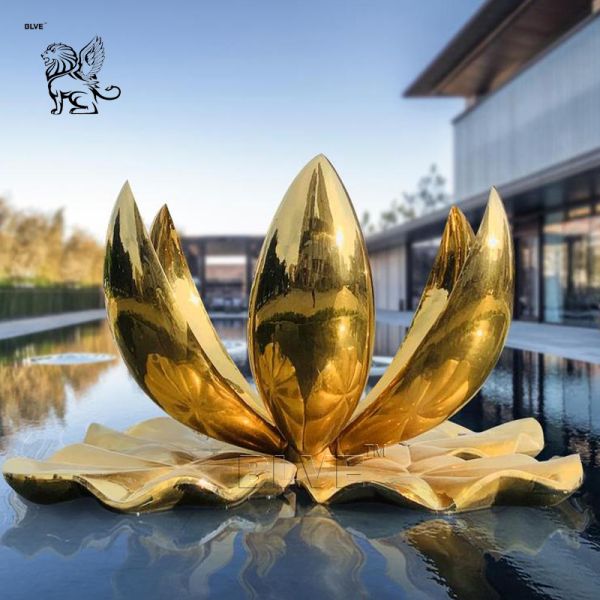 Stainless Steel Flower Sculpture Lotus Large Garden Decoration Art Metal Modern