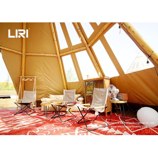Canvas Luxury Glamping Tents Safari Wooden Pole Custom Camping Tipi Tents