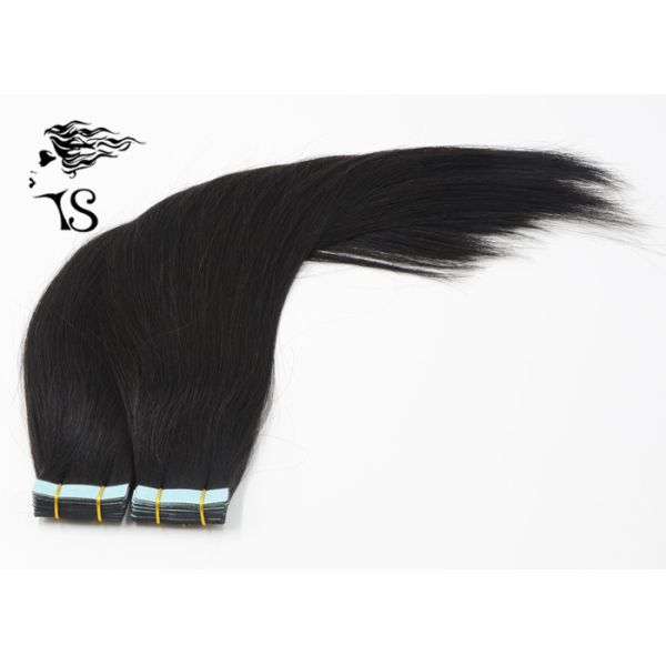 Seamless Tape In Hair Extension with Silky Straight Natural Black 7A Human Remy Hair