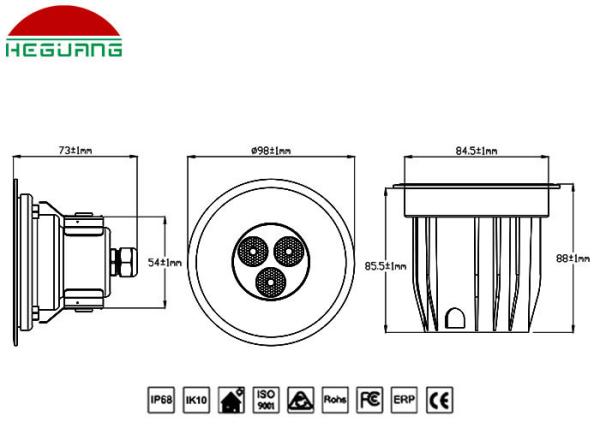 DMX512 Control Underwater LED Spotlights Muti Color 12 Volt 3W SS316L For Swimming Pool
