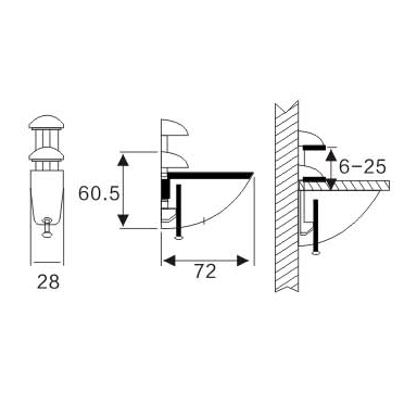 Adjustable Glass Holder YS-012M, Zinc Alloy,  for glass 6-25mm