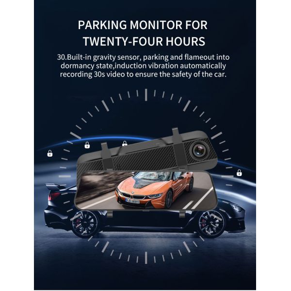 1080p 2.5k Parking Monitor Camera GPS Big Screen 9.66