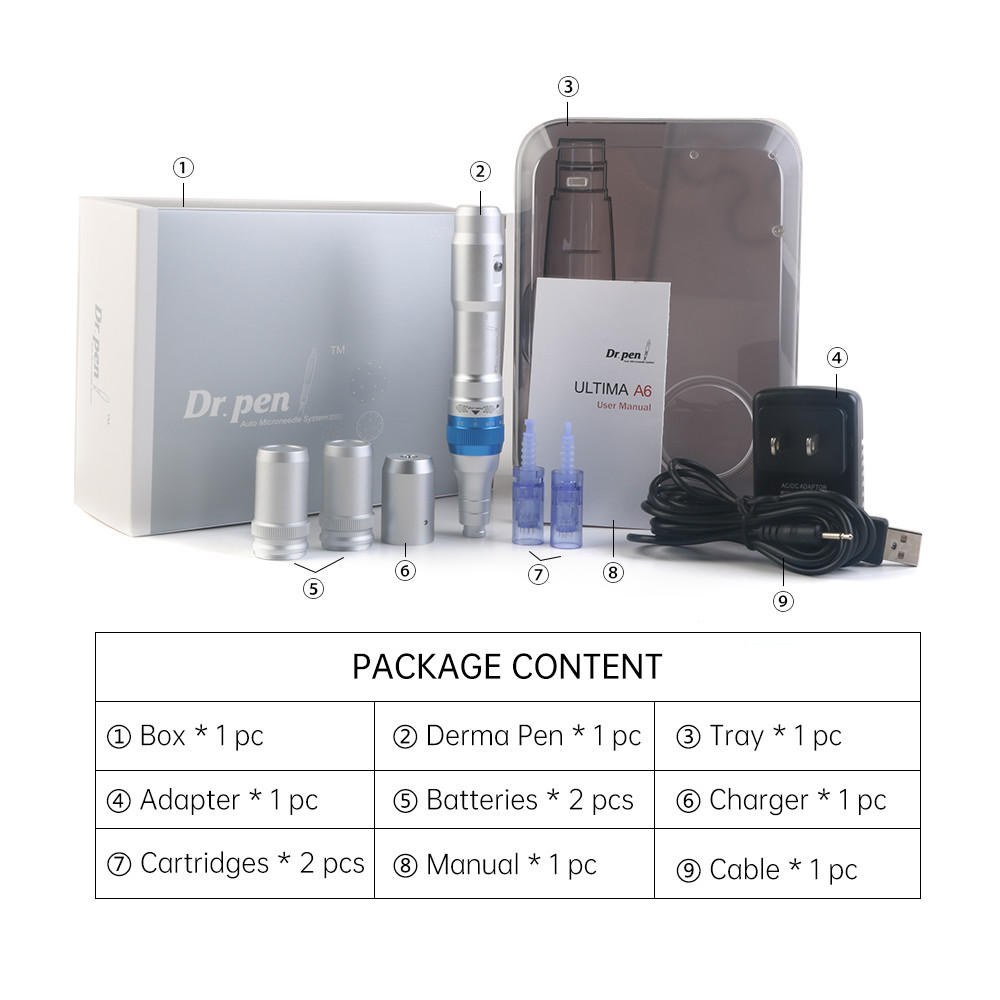 Dr Pen Powerful Ultima A6 Microneedle Dermapen Meso Rechargeable with Wireless and Wired Power Supply