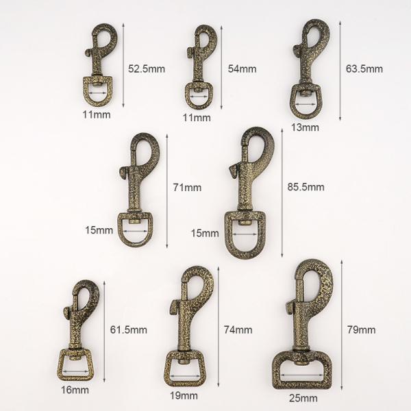 Customized Logo 13mm Eye Bolt Swivel Snap Hooks with Antique Brass Swivel Clasp Hook