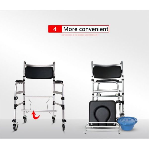 Heavy Duty Aluminum Toilet Wheel Chair With Locking Wheels For Seniors