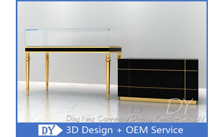 Anti - theft Wooden Glass Jewelry Showcase Display For Shopping Mall