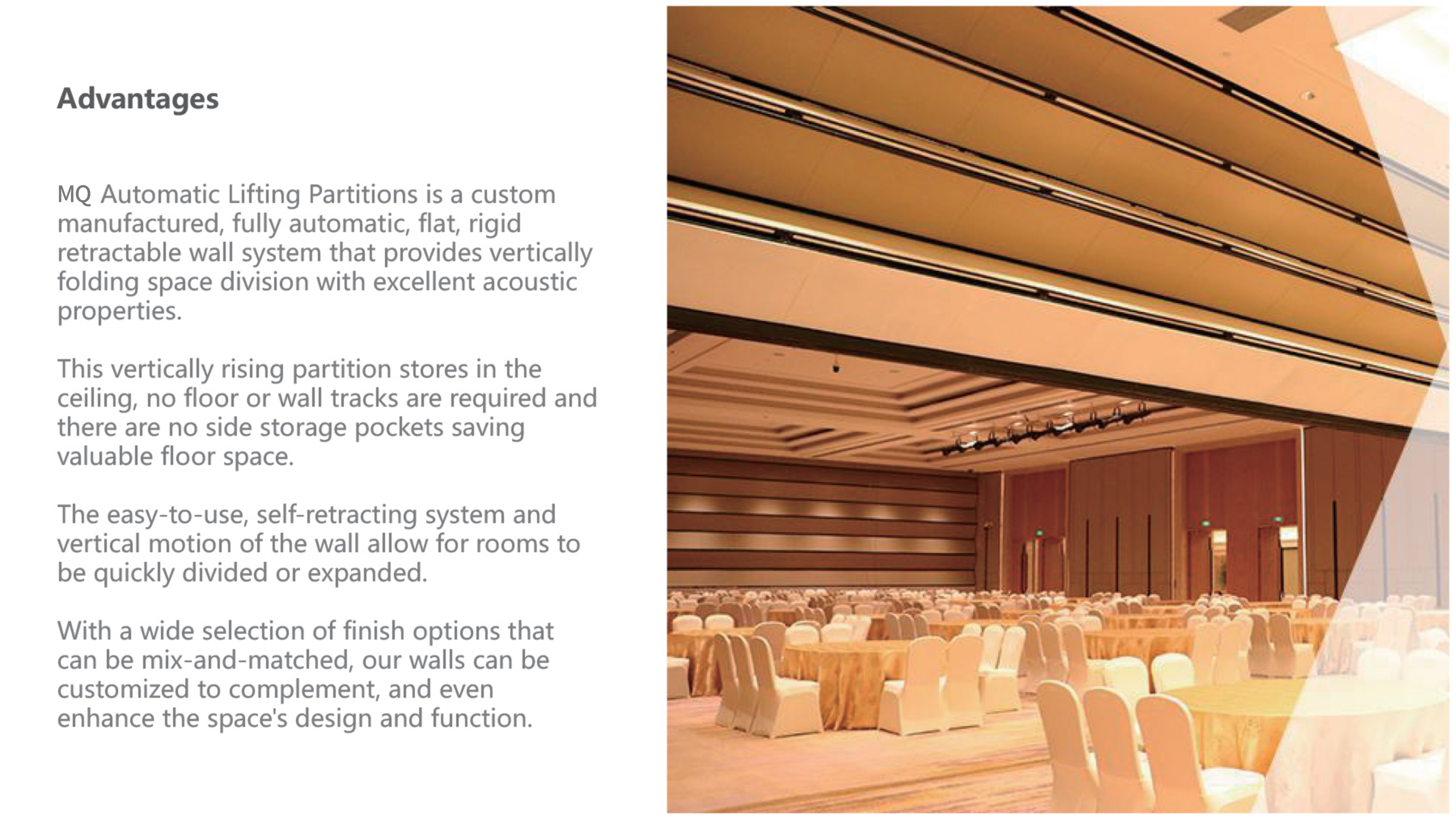 Sound Insulation Movable Partition Wall with Adjustable Speed and High Flexibility for Multi-Functional Spaces