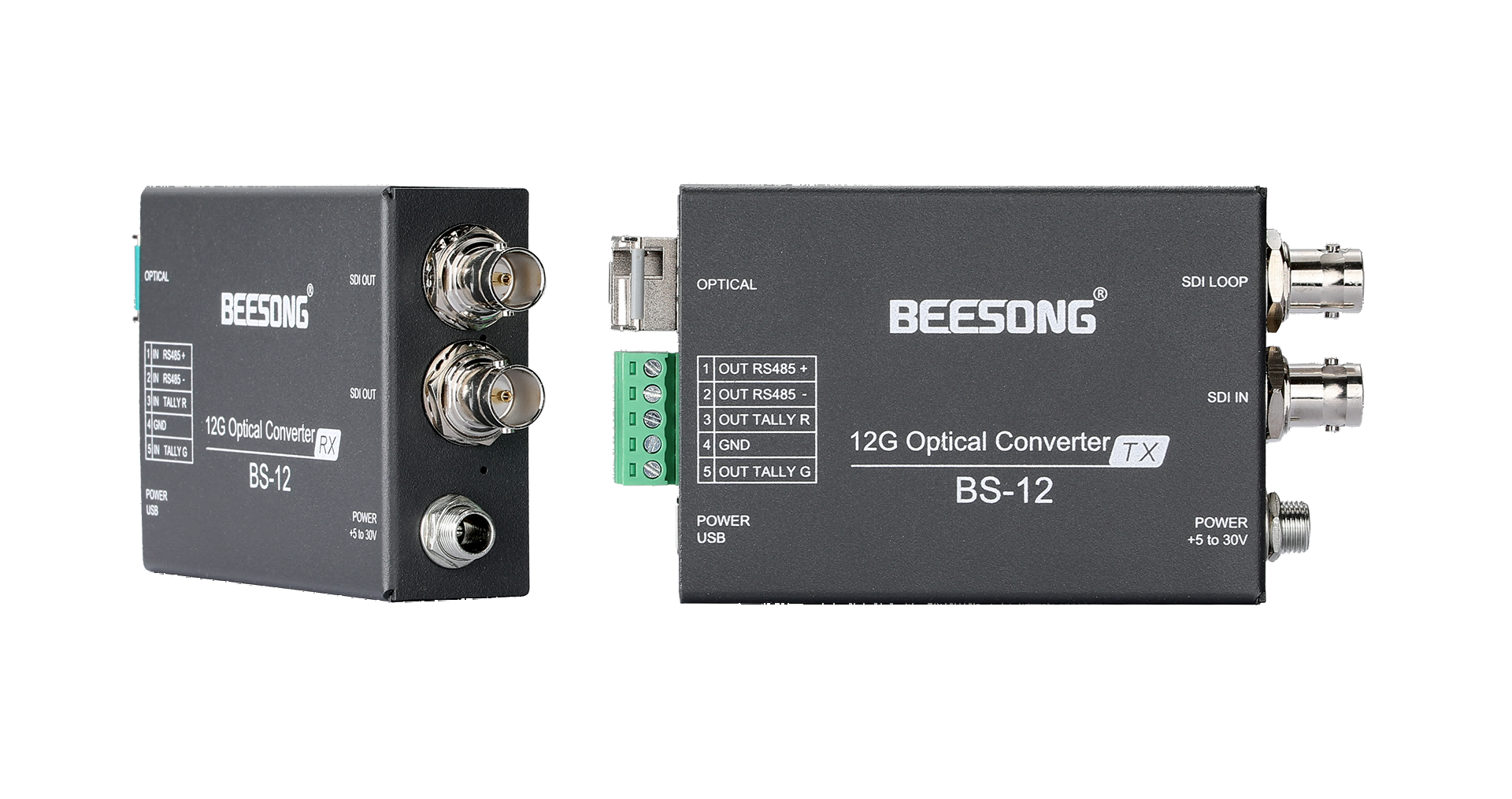 12G SDI Fiber Optic Converter With Tally, RS485, SFP Module