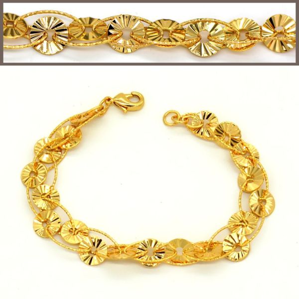 Big size thick chain Trendy jewelry Men & Womans bracelet Bangle 18K Real Gold Plated Lin