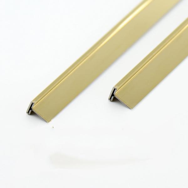 304 V Grooved T Shape Tile Trim Gold Hairline Mirror Stainless Steel Edge Trim