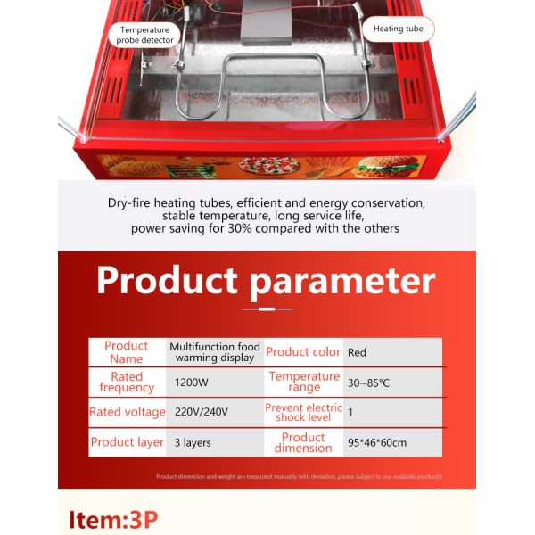 Hotel and Restaurant Catering Equipment Electric Food Display Warmer with 1.2kw Power