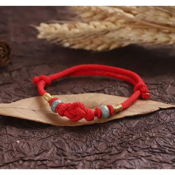 Chinese Knot Red String Jade Bracelet Luck Fortune Knot Braided Bracelets For Couples