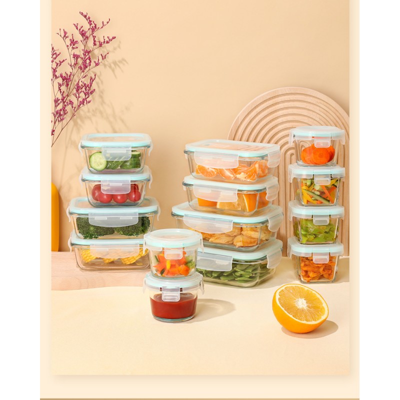 Hot Selling Steamable Microwave Safe Glass Food Container Sustainable Fresh-Keeping Lunch Box with Lid for Kitchen Use