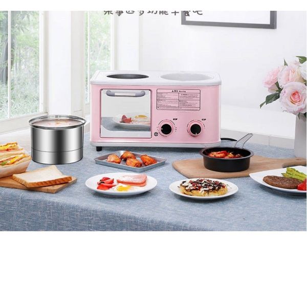 3 In 1 Electric Oven Breakfast Maker Pink Coffee Maker Multi Functional