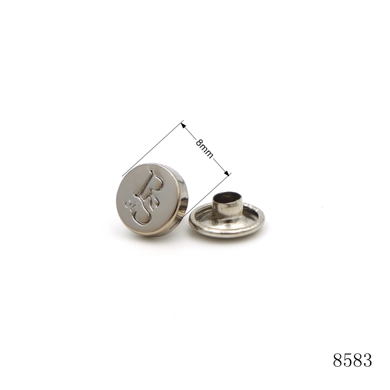 8mm Custom Logo Metal Rivets for Leather | Nickel Plated Hardware