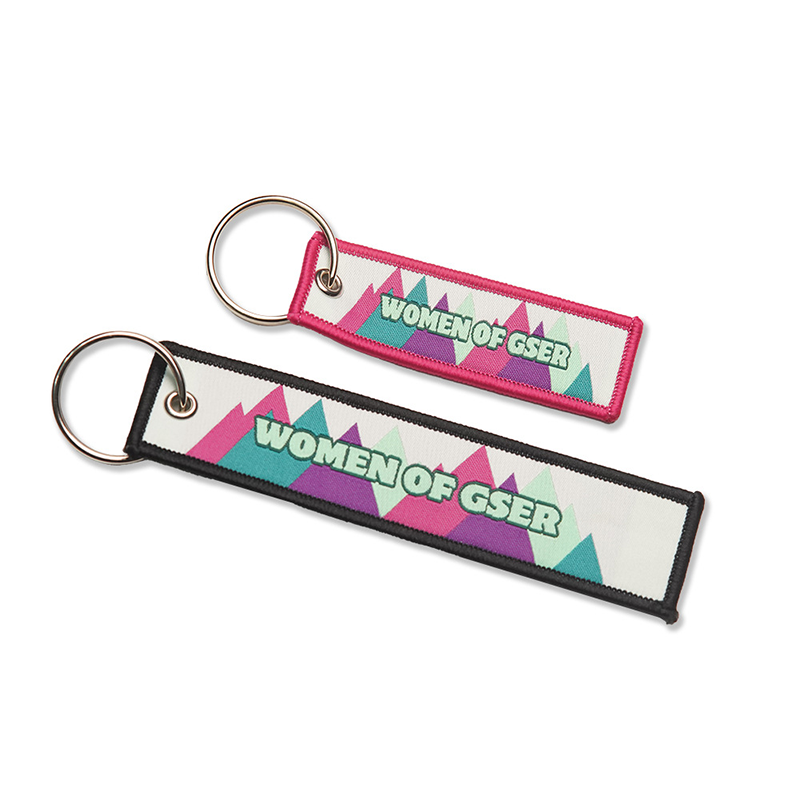 DANSKY Woven Tags Label Crew Embroidered Keychain With Key Rings