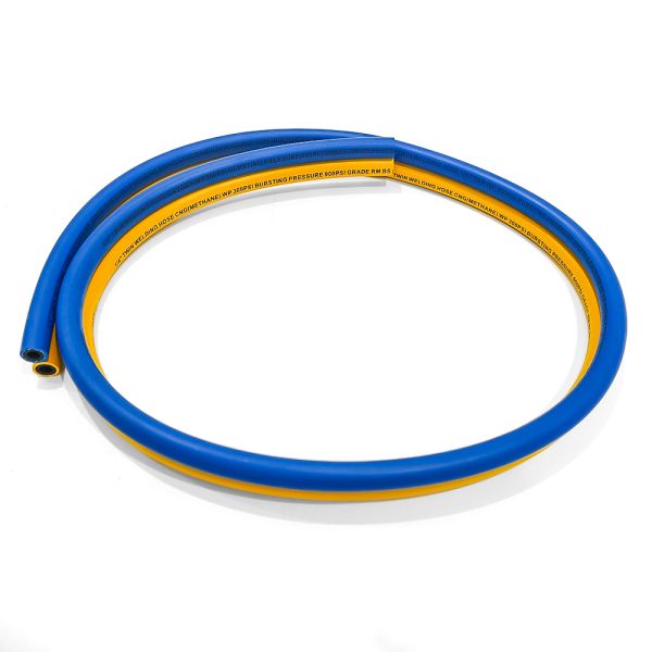 Heavy Duty Twin Welding Hose with Fiber Braided Reinforcement and EN ISO 3821 Certification for Oxygen Acetylene Applications
