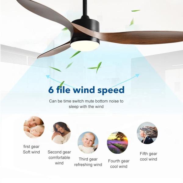 Ventilateur de plafond LED avec télécommande pour moteur DC, 3 pales en ABS, 42 pouces et 52 pouces, avec lumière