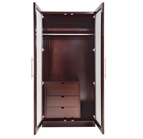 2 Door Wooden Hotel Room Wardrobe With Drawers Inside , Walnut Veneer
