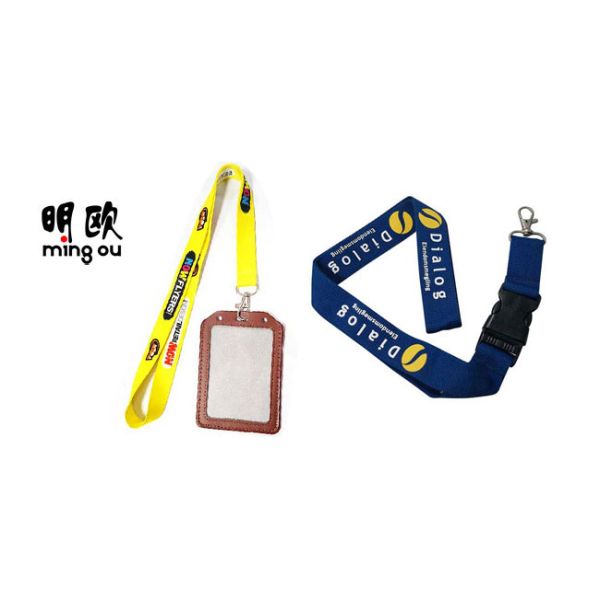 Leather Card Personalized Badge Holder Lanyard For School ID OEM / ODM