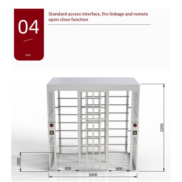 Security Stainless Steel Full Height Turnstile RS232 Interface 70W Power Consumption