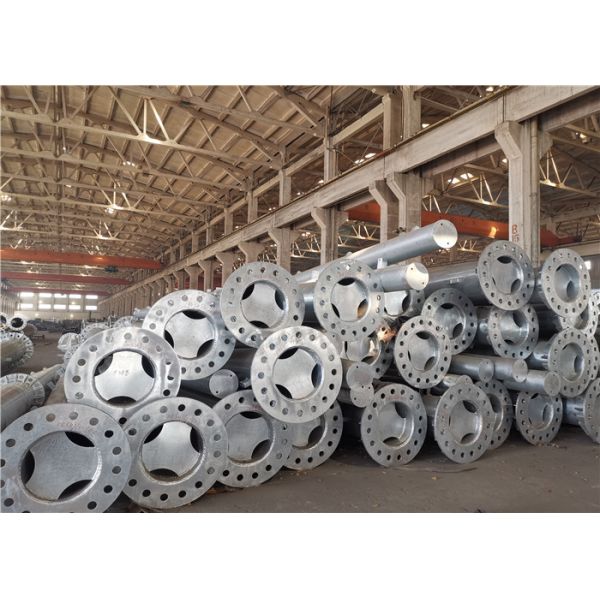 OEM Q345 10KV Bitumen Painted Galvanized Steel Pole