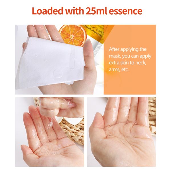 Popular máscara de vitamina C Cosméticos fábrica fabricante blanqueamiento de la máscara facial hidratante natural orgánico Vc cara de la hoja facial máscara