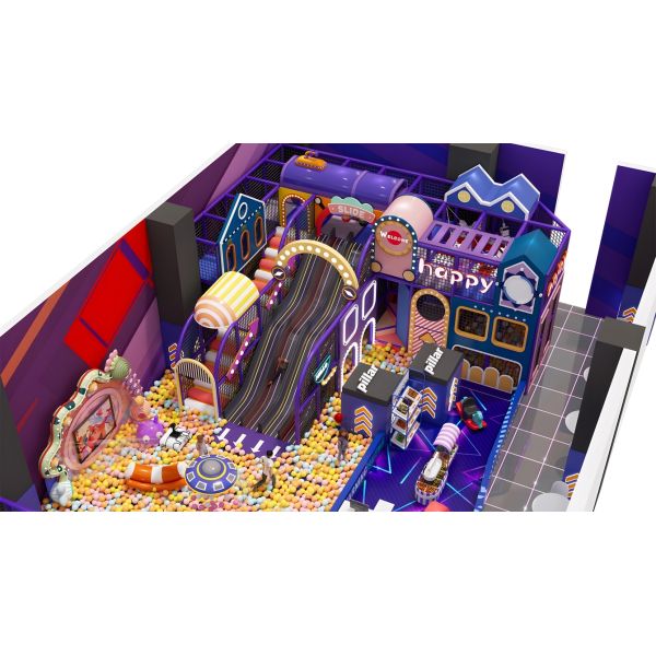 Ball Pool Space Themed Indoor Playground Funny With Slide And Interactive Projection
