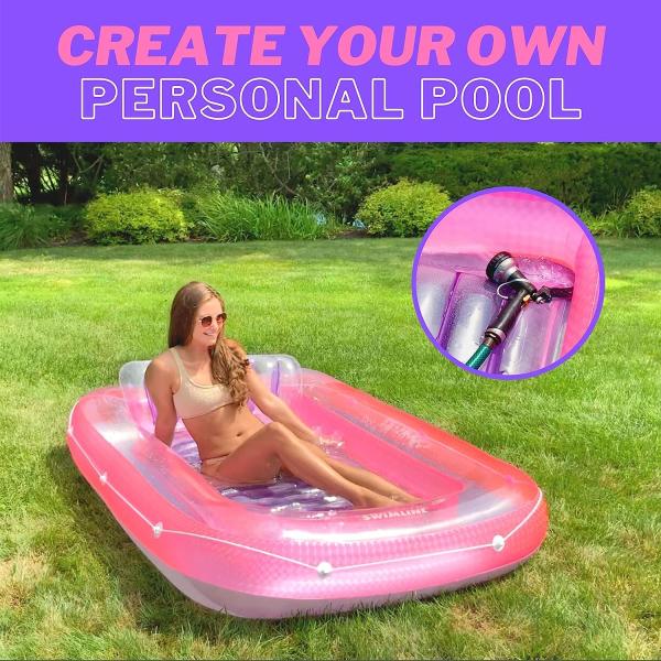Inflatable Tanning Pool Lounger Float, Sun Tan Tub Sunbathing Raft Floatie Toys Water Filled Tanning Bed Mat