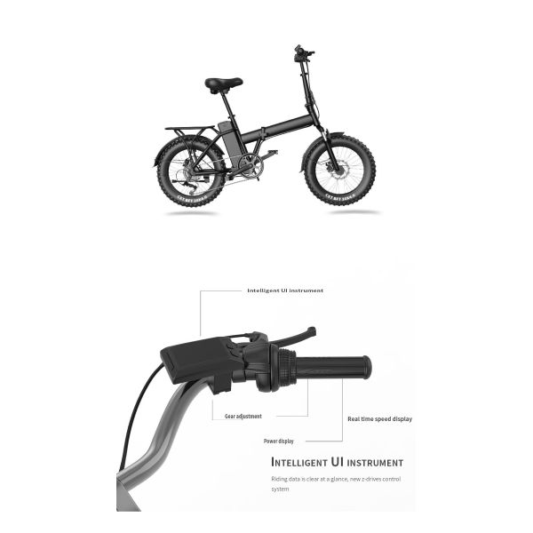 48v Folding Electric Bike Lightweight 27kg Net Weight With 14in Fat Tyre