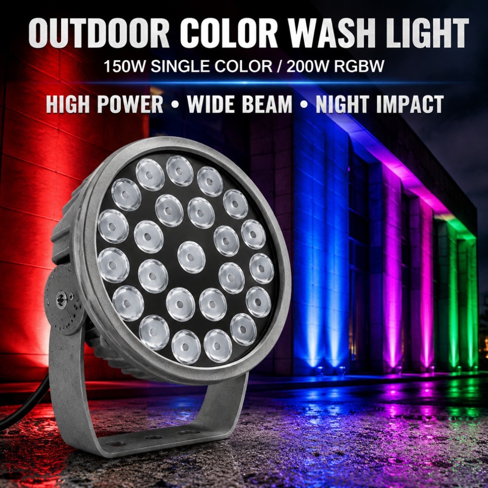 DMX512 RGBW Outdoor LED Flood Light IP65 Waterproof Adjustable Spotlight for Landscape & Facade Lighting