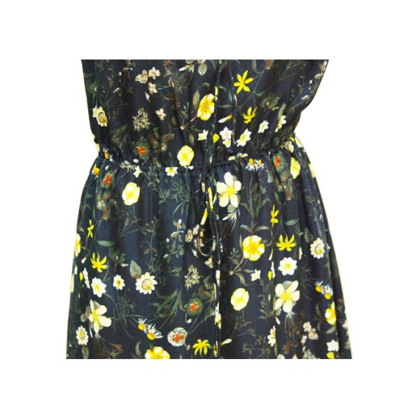 Short Sleeve Floral Maxi Dress , 100 Polyester Maxi Dress With Sleeves Swimwear Style