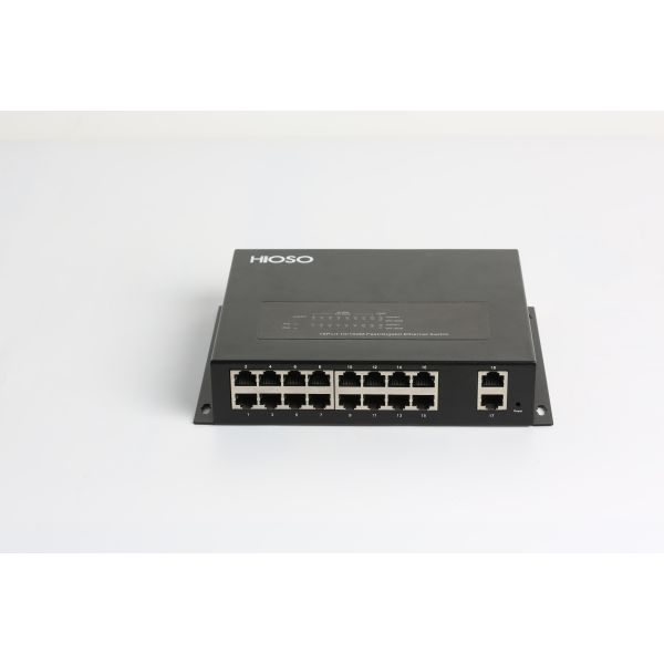 HiOSO 16 100M Ports 2 100/1000M Rj45 Network Switch , Fiber Optic Cable Switch