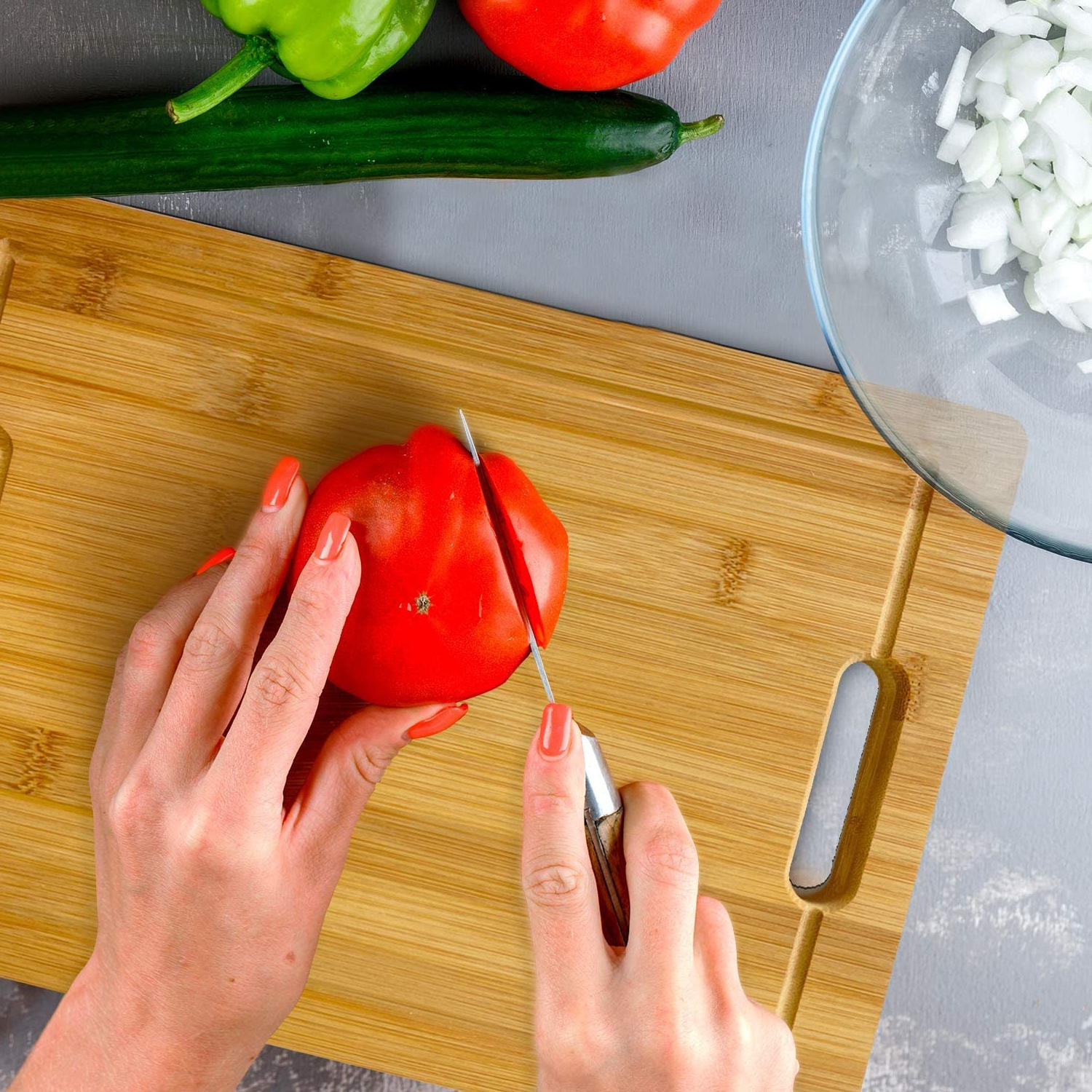 Дополнительная большая разделочная доска кухни бамбуковая деревянная с набором 3 утварей ПК