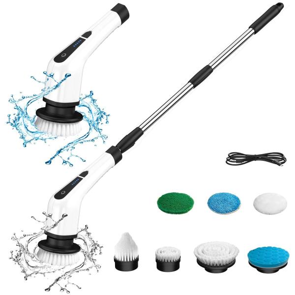 220RPM Cordless Electric Scrubber Electric Shower Brush Cleaner With 7 Replacement Heads