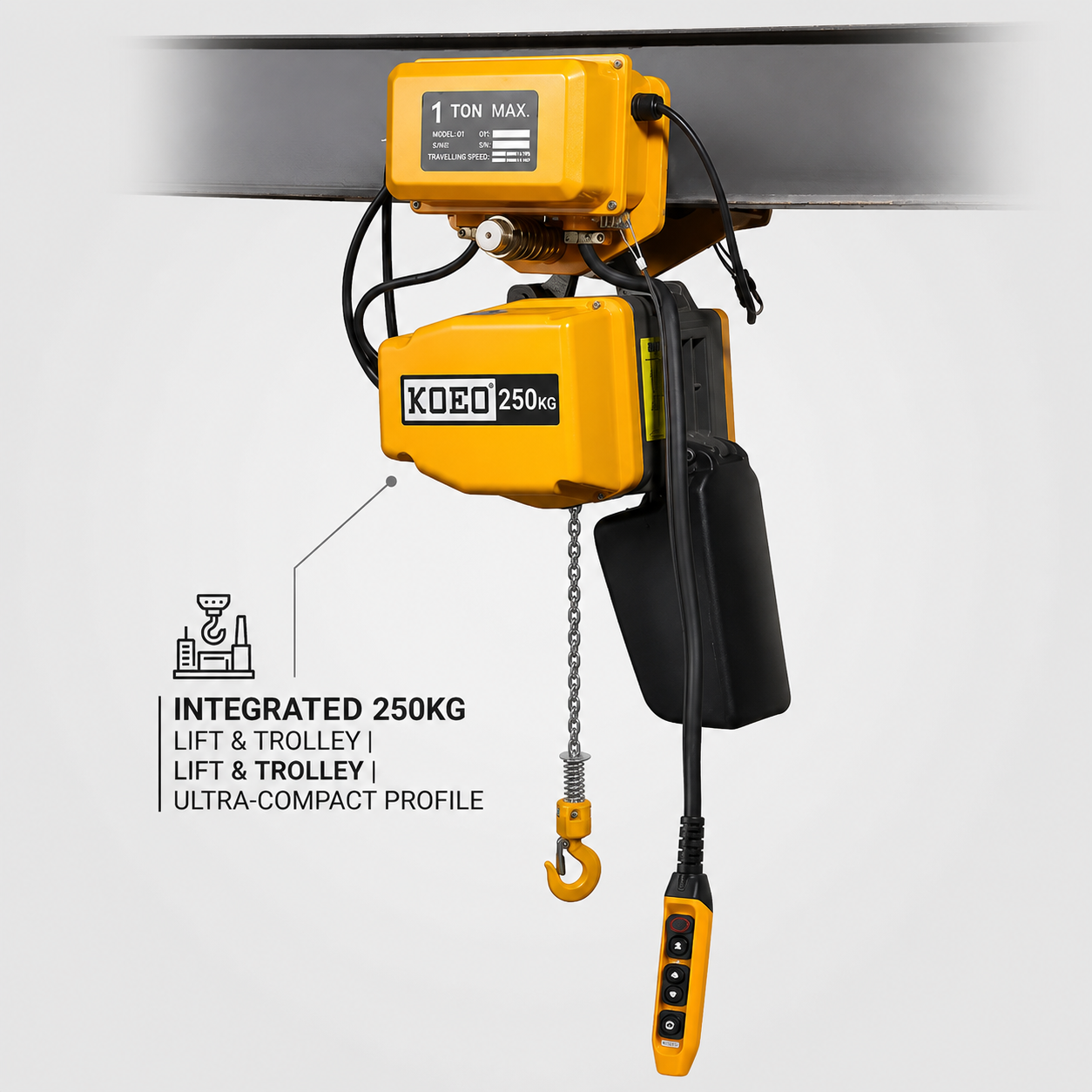 0.25 T – 2 T Single Phase Electric Hoist Electric Hoist Light Duty Portable