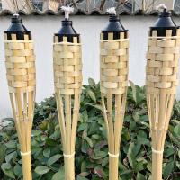 partido de bambu de Tiki Torches For Garden Lighting Luau da tocha feito a mão de bambu natural de 180cm
