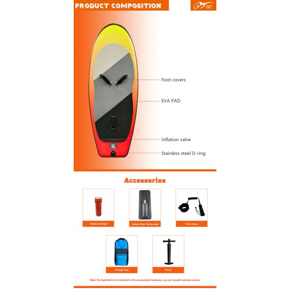 OEM Foil Inflatable Sup Board 110L 140L PVC EVA Hard Paddle Board