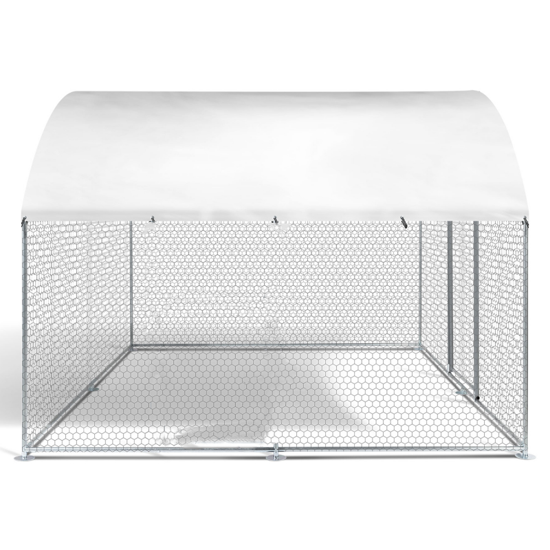 Large Chicken Coop Walk-In Metal Poultry Cage House Rabbit Habitat Cage Spire Chicken Cage With Waterproof Cover White