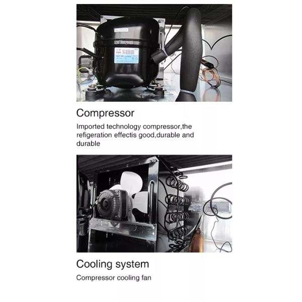 Meat display cabinet stainless steel glass front door flap type Fresh meat cabinet filp door with   looker