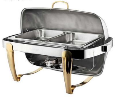 Pés aquecendo-se por atrito oblongos do ouro da tampa da parte superior de rolo do prato do revestimento Titanium e recipiente de alimento de aço inoxidável do punho 2-Compartment