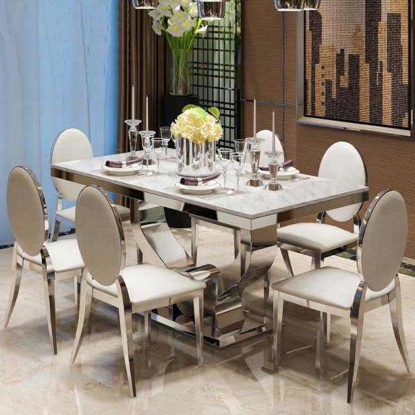 Steel And Marble Apartment Dining Tables Light Luxury Length 1.6M
