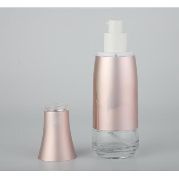 Pink Glass Cream Jar Lotion Bottles Cosmetic Packaging Customized Logo And Color